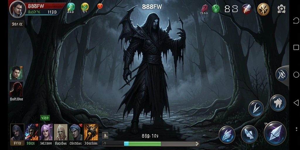 Screenshot dari gameplay <strong>888FW</strong> yang menampilkan suasana Horror yang mengerikan.