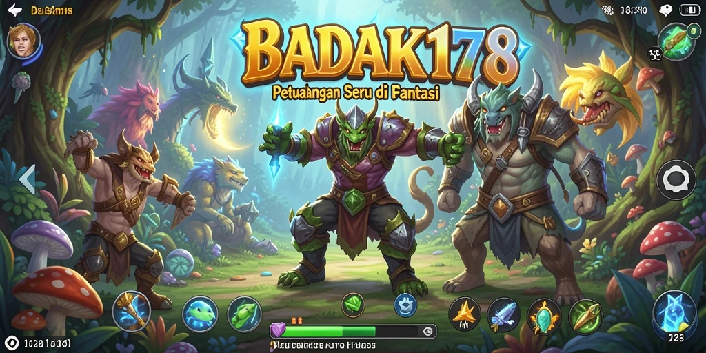 Tangkapan layar menampilkan aksi seru dan grafik menawan BADAK178.