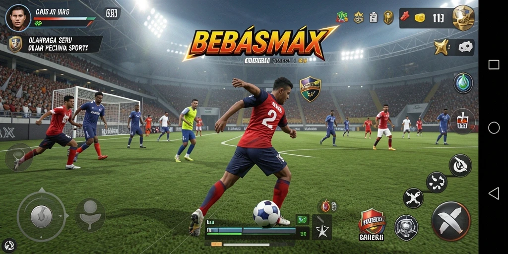 Screenshot gameplay BEBASMAX yang menunjukkan aksi seru olahraga.