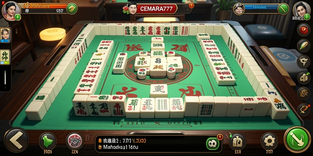 Screenshot gameplay CEMARA777 menampilkan suasana seru permainan Mahjong.