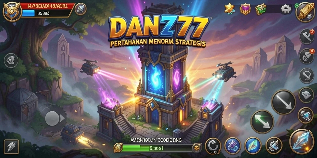 Tangkapan layar gameplay menunjukkan aksi seru dalam menara pertahanan.