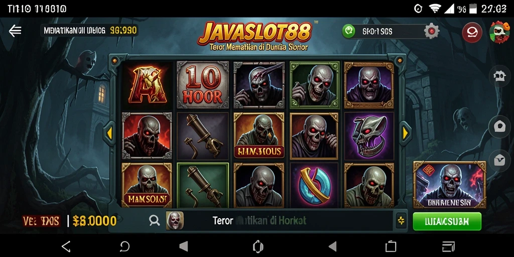 Tampilan menakutkan dari gameplay JAVASLOT88 yang mendebarkan.