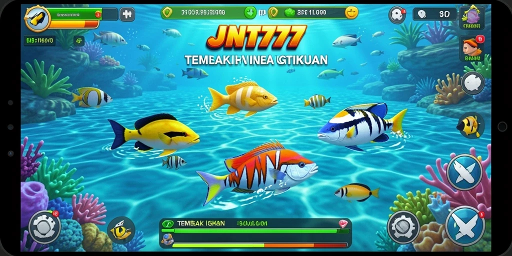 Screenshot JNT777 menampilkan aksi menembak ikan yang seru.