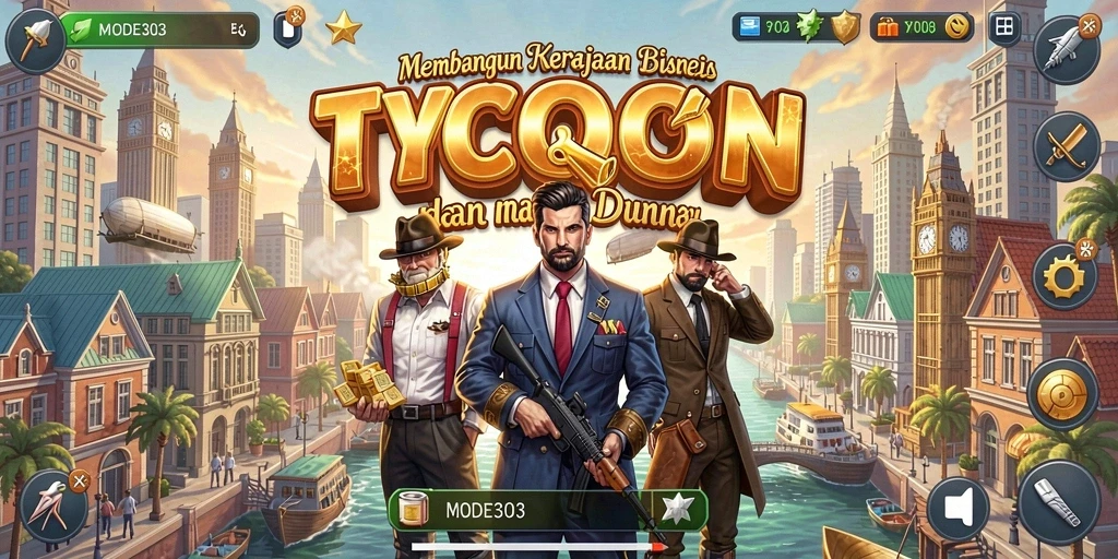 Screenshot dari gameplay menyenangkan di MODE303 dengan pengelolaan bisnis.