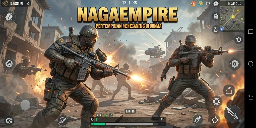 Tampilan seru gameplay NAGAEMPIRE dalam aksi Battle Royale.
