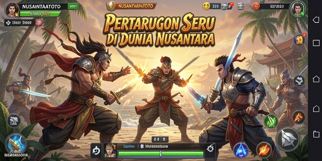 Tampilan seru dari gameplay NUSANTARATOTO di arena pertarungan.