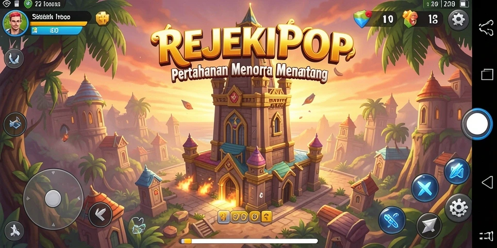 Gameplay seru Tower Defense di REJEKIPOP dengan menara strategis.