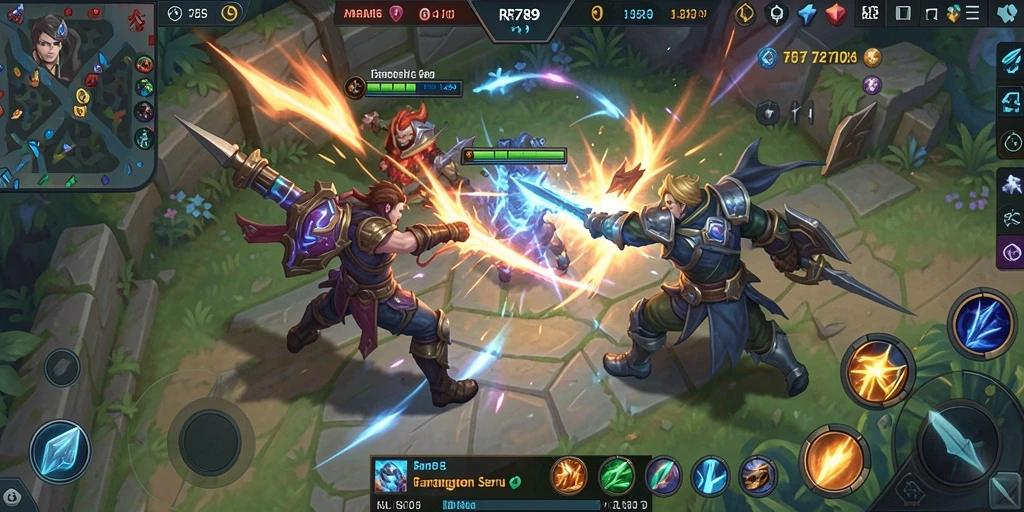 Tampilan gameplay seru dan strategis dalam game MOBA RR789.