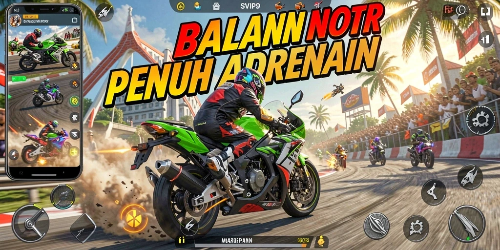 Tampilan menarik dalam balapan motor cepat yang mendebarkan.