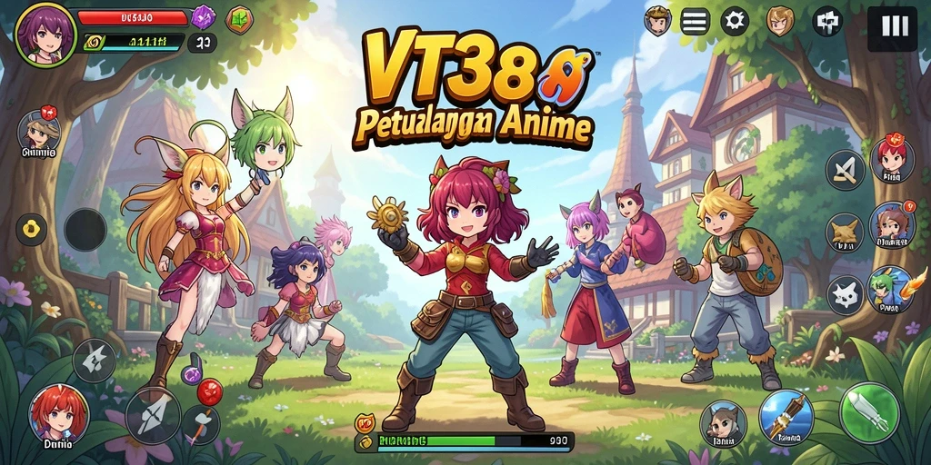Screenshot gameplay VT38 menampilkan petualangan seru dan karakter anime yang menawan.